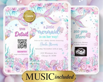 Zaproszenie wideo na baby shower w stylu „Podwodny świat”: motyw syreny (do pobrania cyfrowego)