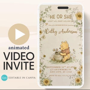 Winnie The Pooh Invitation, Winnie The Pooh Baby Shower Invitations, Winnie The Pooh Invitations Video invitation, Winnie baby shower-19