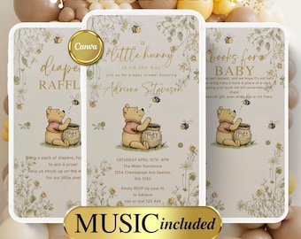 Winnie the Pooh Baby Shower Video Invitation: Animated Canva Template (Digital Download)