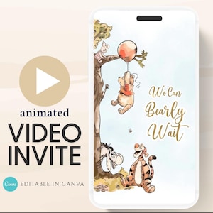 Winnie The Pooh Invitation, Winnie The Pooh Baby Shower Invitations, Winnie The Pooh Invitations Video invitation, Winnie baby shower-13