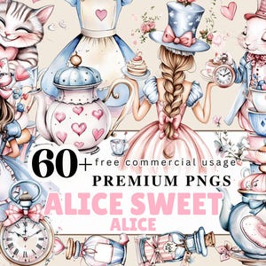 Alicia en el país de las maravillas PNG Clipart. Acuarela Alicia Sombrerero Loco Conejo Blanco Té Ilustración. Álbum de recortes digital de Alicia. Descarga instantánea-a1