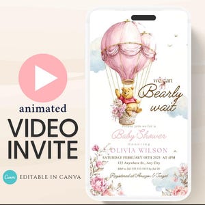Winnie The Pooh Invitation, Winnie The Pooh Baby Shower Invitations, Winnie The Pooh Invitations Video invitation, Winnie baby shower-10