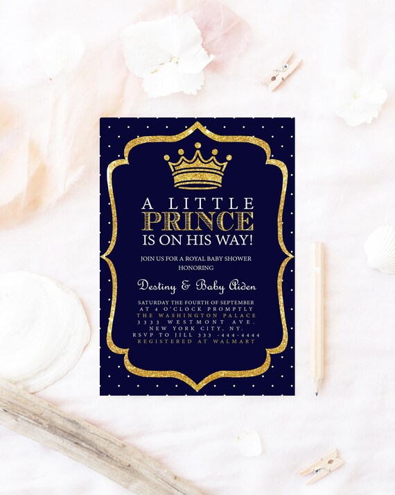 Prince Baby Shower Invitation Little Invite Royal