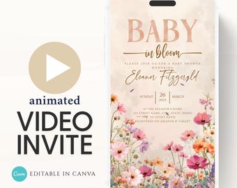 Wildflower Baby Shower Video Invitation (Digital Download)