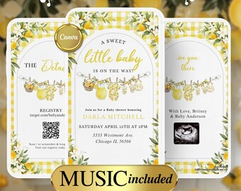 Video invitación para baby shower de limón: diseño bohemio de cítricos (descarga digital) - 3