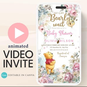 Winnie The Pooh Invitation, Winnie The Pooh Baby Shower Invitations, Winnie The Pooh Invitations Video invitation, Winnie baby shower-11