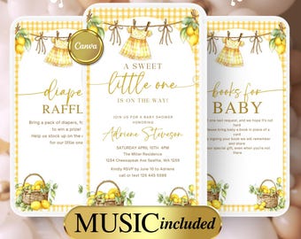 Video invitación para baby shower de limón: diseño bohemio de cítricos (descarga digital)
