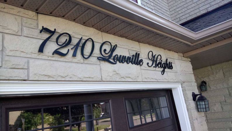 Script House Numbers & Street sign Cursive Home Address ...