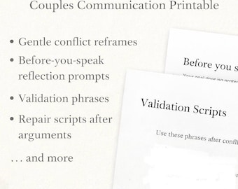 Das Calm Reparatur Script | Paare Kommunikation Printable | Arbeitsblatt zur Konfliktlösung | PDF zum Thema Beziehungsheilung