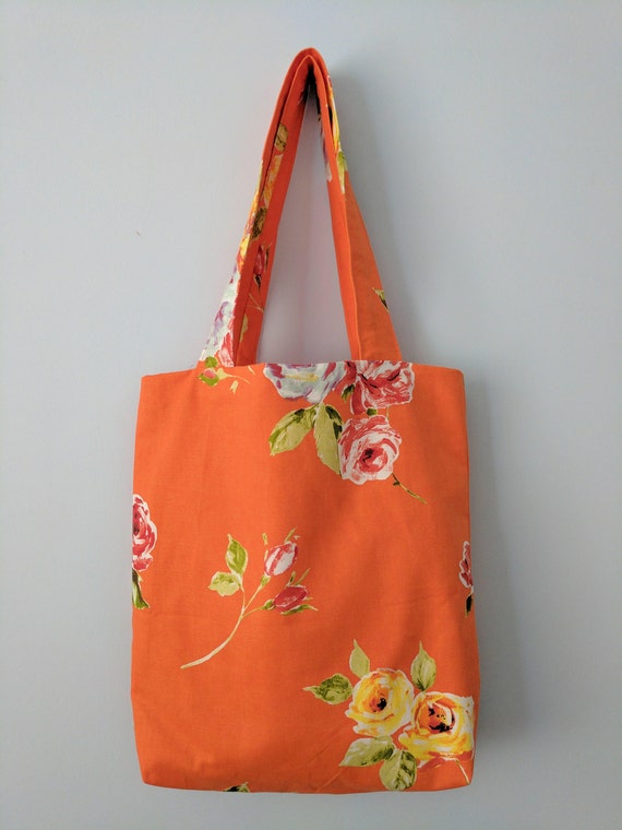 orange canvas tote bag