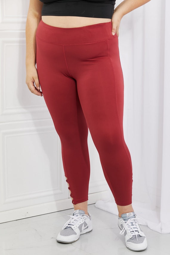 Yelete Ready for Action Full Size Ankle Cutout Active Leggings in