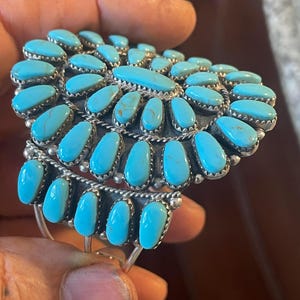 Cluster cuff bracelet / cuff bracelets / turquoise bracelet / western jewelry / southwestern / multi stone cuff / sterling silver bracelet /