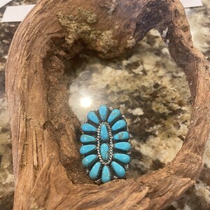 Turquoise Cluster Ring / Native American / Zuni Jewelry / Multi Stone ...