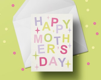 Minimal Pastel Mother's Day Card | Pink Aesthetic Bold Typography | Greetings Card For Mum | Biodegradable Recycled Paper | A6