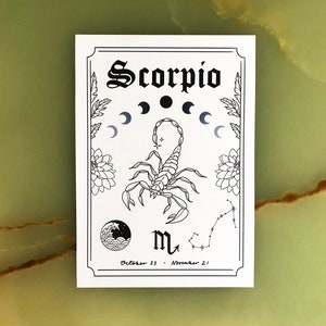 Scorpio Zodiac Astrology Art Print Water Star Sign Unique Gift Scorpion Boho Gallery Wall Decor image 2