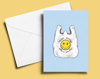 Happy Birthday Have a Nice Day Grocery Bag Card | Biodegradable Recycled Paper | Greetings Cards For Him For Her | A6