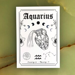 Aquarius Zodiac Astrology Art Print A5 A4 A3 Air Star Sign Unique Gift Water Bearer Boho Wall Decor image 2