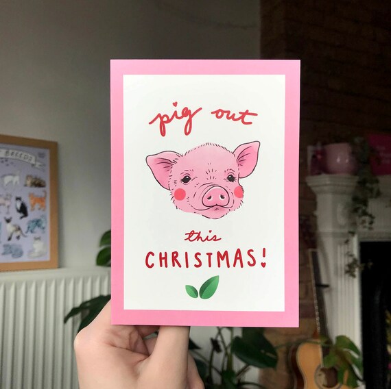 Compassionate Holiday Vegan PRINTABLE Vegan Holiday Vegan Art Chicken Digital Print Digital Print Pig Christmas Cow Holiday Card