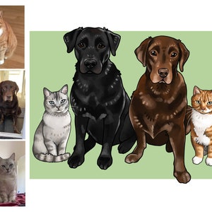 Custom Pet Portrait Illustrated Pet Memorial Unique Bespoke Personalized Christmas Gift Dog Lover, Cat Lover Digital Art Print image 3