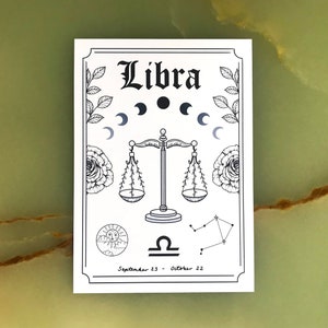 Libra Zodiac Astrology Art Print Air Star Sign Unique Gift Scales Witchy Boho Gallery Wall Decor image 2