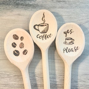 Coffee wooden spoon coffee woodburned coffee spoon kitchen decor