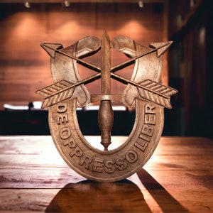 U.S. Army Special Forces Crest | Green Beret Wall Art | De Oppresso Liber | Military Veteran Gift