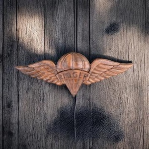 Rigger Wings | U.S. Army Parachute Rigger Badge Wall Display | CNC Carved Military Plaque | Veteran Gift