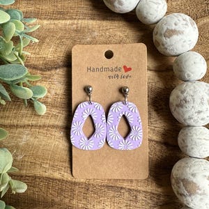 Handmade Polymer Clay Flower Dangle Earrings: Spring Jewelry