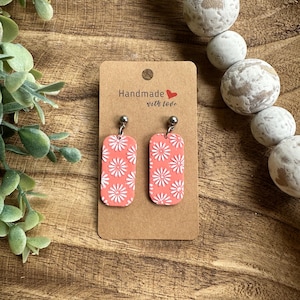 Handmade Polymer Clay Flower Dangle Earrings: Lightweight Jewelry