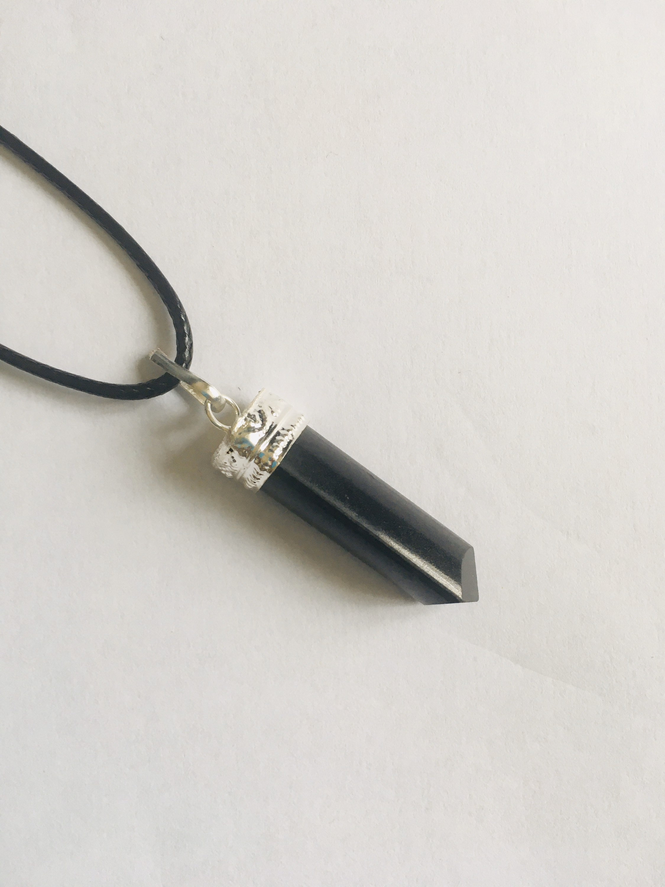 Black Tourmaline Crystal Necklace Point Crystal Healing Jewellery