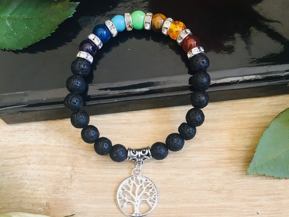 Adjustable Chakra Bracelet with Tree of Life – Aura Song Gifts