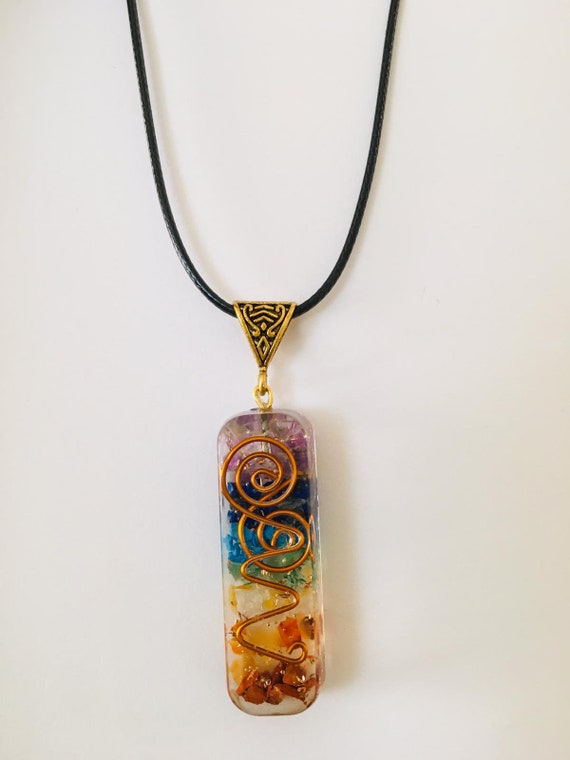 Handmade 7 Chakras Healing Pendant Necklace, 7 Chakra Orgonite