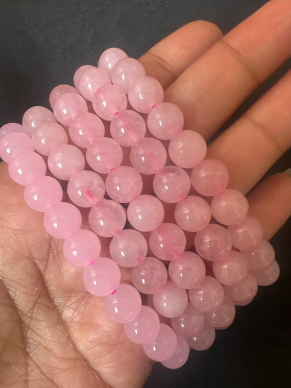 Natural Rose Quartz Gemstone Beads Stretch Bracelet Healing Reiki – AD Beads