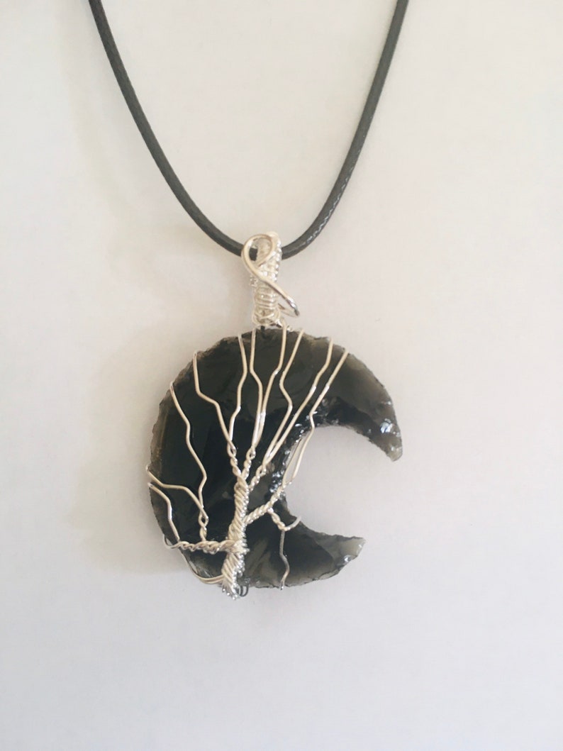 Black tourmaline moon necklace,Black tourmaline Moon Pendant,Black tourmaline Crystal,Blacktourmaline Necklace,Wire Wrapped crystal necklace