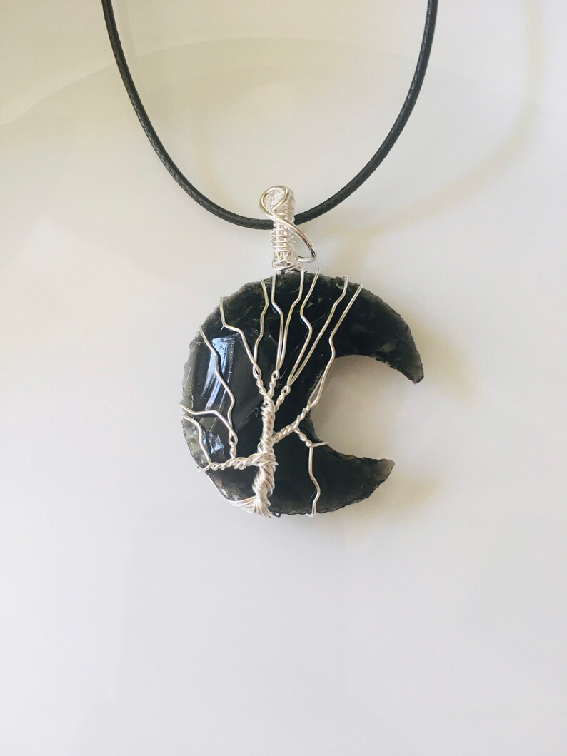 Black tourmaline moon necklace,Black tourmaline Moon Pendant,Black tourmaline Crystal,Blacktourmaline Necklace,Wire Wrapped crystal necklace
