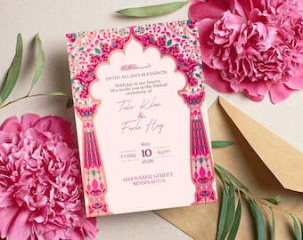 Islamic Wedding Invitation Template Download Nikkah Invitation Digital Muslim Wedding Invitation Floral Nikkah Invitation.