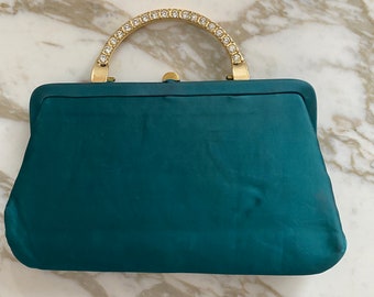 BEIGE BLACK SILVER TURQUOISE RED Satin Clutch Evening Handbag #4107 ––SALE! 