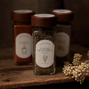 Spice Labels | Custom Handmade Vintage Style High-Quality Waterproof Spice and Herb Jar Labels for Kitchen Pantry and Home Organization