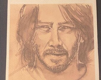 Keanu Reeves high quality digital reproduction (print) of my watercolor portrait of Keanu Reeves