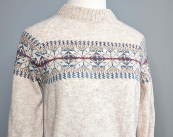 Vintage Shetland wool oatmeal fair isle sweater