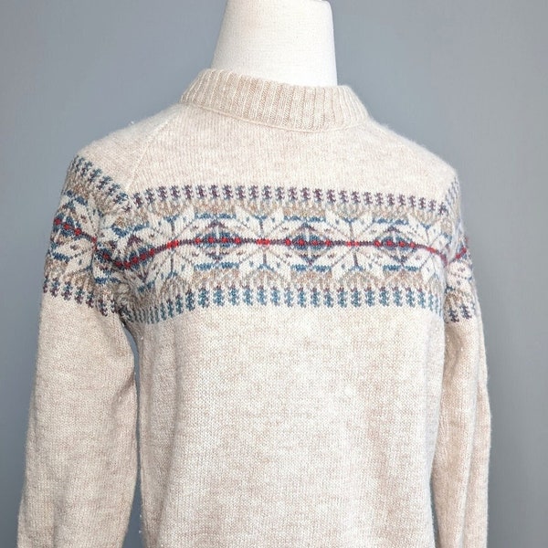 Vintage Shetland wool oatmeal fair isle sweater