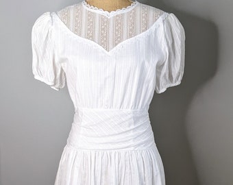 1980's Gunne Sax white prairie dress