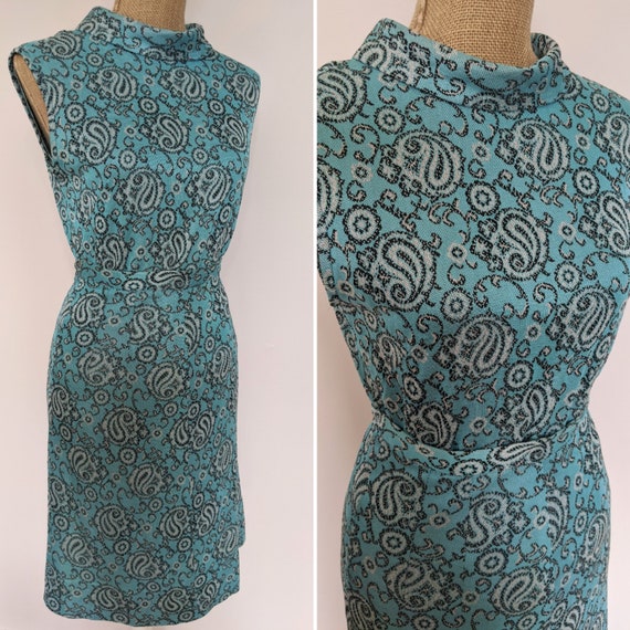 1960's turquoise paisley knit set