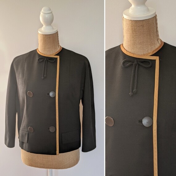 1950's black wool/gold satin trim jacket