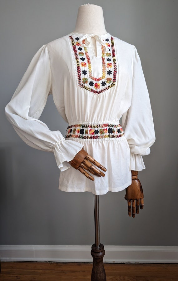 1970's Dorothy Korby embroidered folk blouse