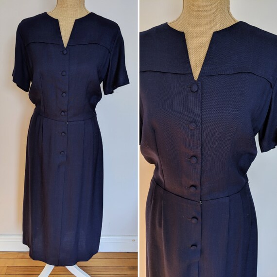 1950's navy blue day dress