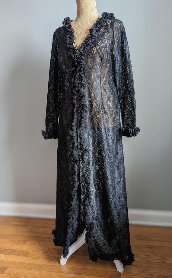 Black lace peignoir robe - image 3