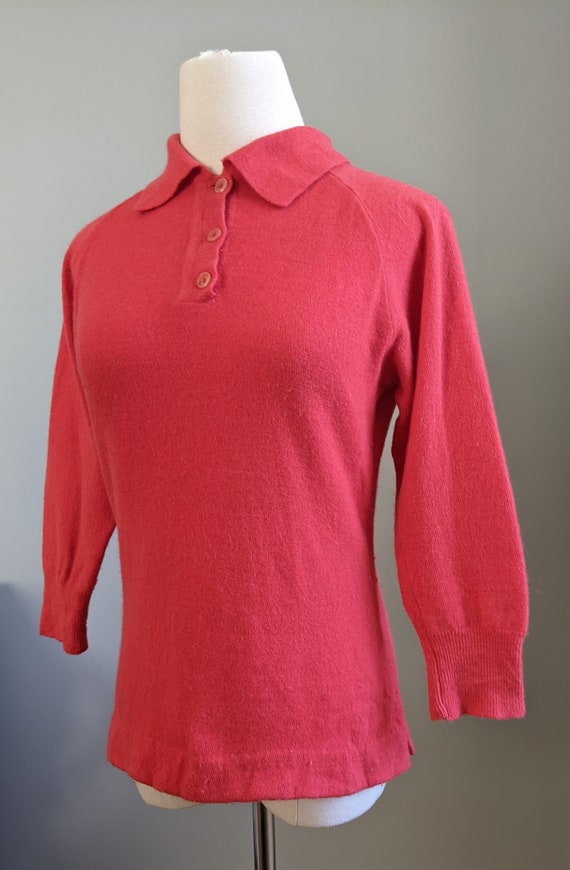 1950's/60's lambswool angora coral sweater - image 4