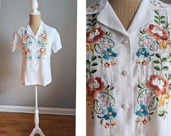 Vintage hand embroidered floral Lily blouse