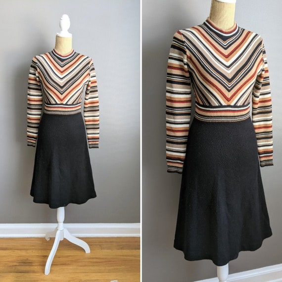 1970's chevron striped knit dress